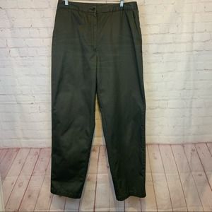 LL Bean olive green flat front brushed cotton twill tapered pants 16 Tall
